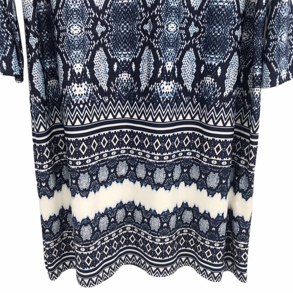 Studio By Tiana B Womens Size Plus 2XL Blue Printed 3/4 Sleeve Pullover Dress - Picture 3 of 5